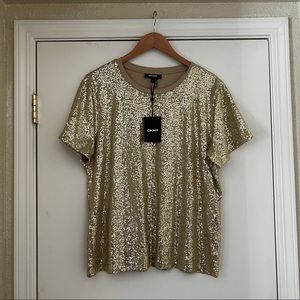 NWT DKNY gold sequins top